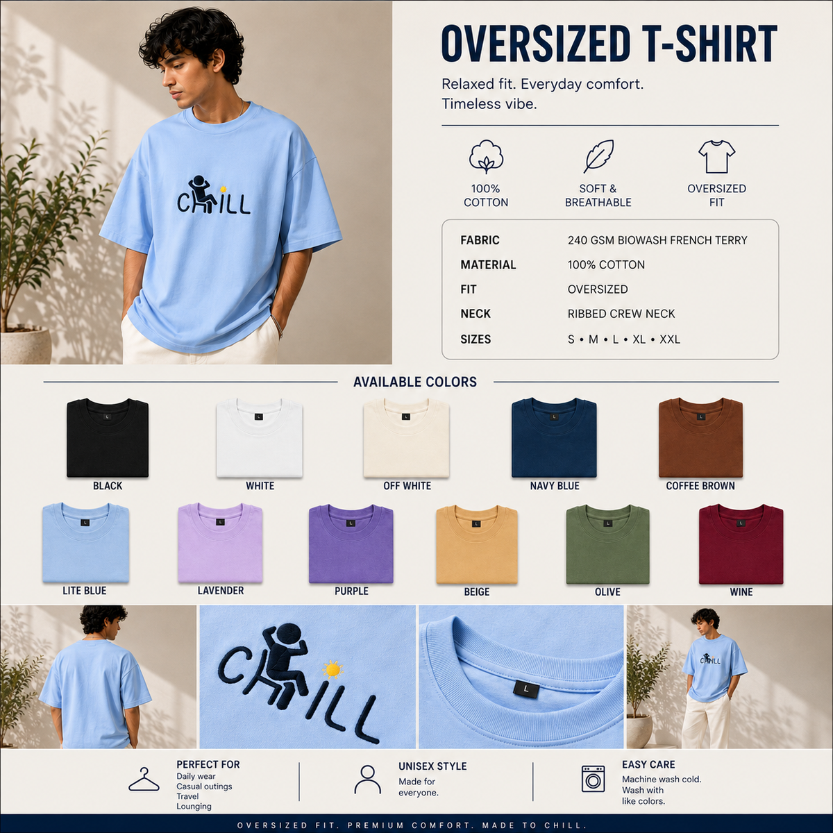 The Embroidered "CHILL" Heavyweight Tee