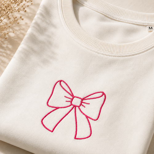 Embroidered Bow Drop-Shoulder Tee